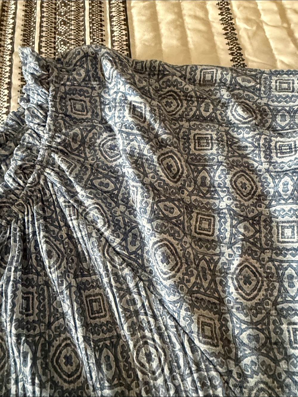 Rose & Olive Light Blue Geometric Peasant Blouse - Picture 4 of 5